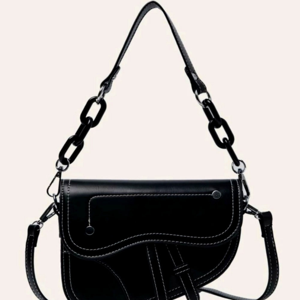 Black Leather Shoulder Bag
